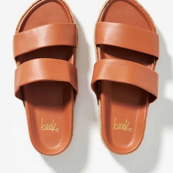 Beek Twinspot Sandals brand New Anthropologie Leather Tan platform espad… - Picture 1 of 7